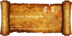 Gruics Barnabás névjegykártya